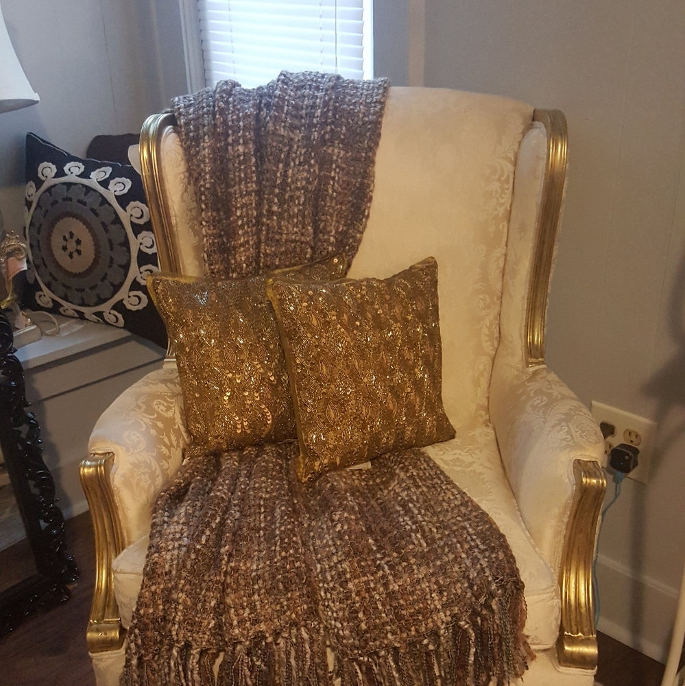 Small beaded gold decorative pillows